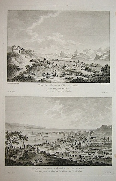 AA.VV. Vue de Detroit ou Phare de Messine - Vue prise à  vol d'oiseau de la Ville et du Port de Messine 1783 Parigi 